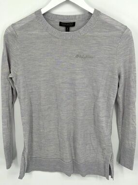 Banana Republic gray crewneck “all that glitters” sheer embroidered sweater